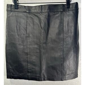 VTG 100% Leather Skirt USA Extreme Biker Black Size 9/10 Goth Festival EDM Rock
